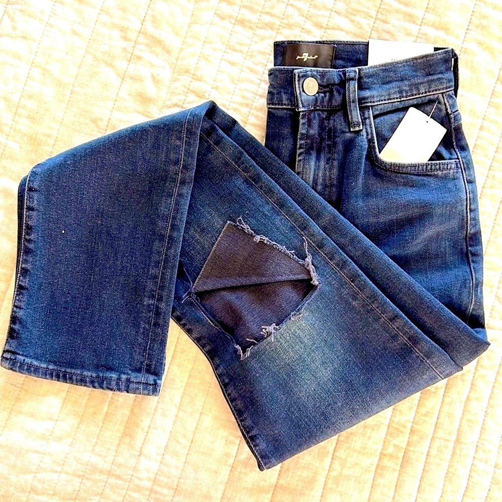 7 for All Mankind dark wash high waist easy slim jean